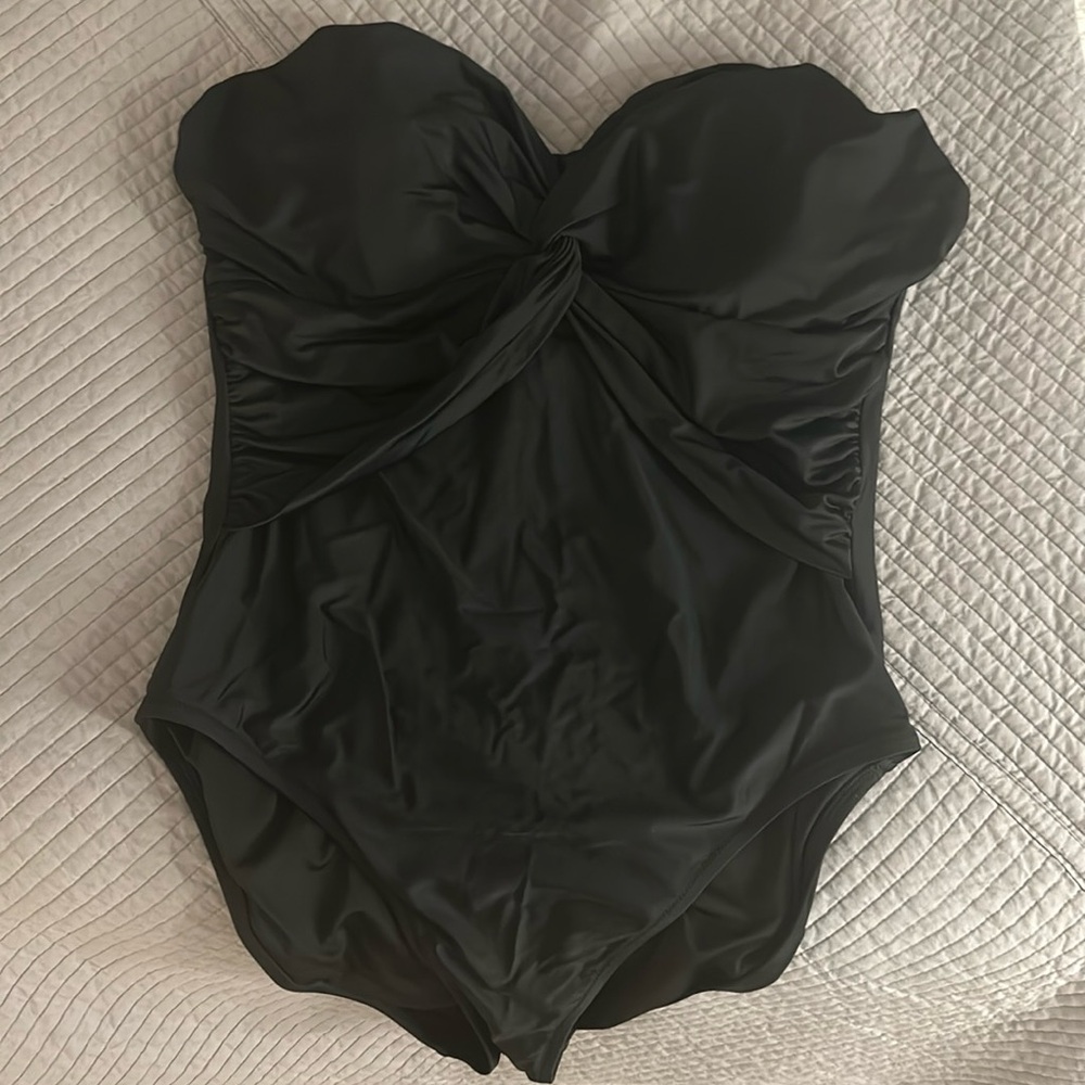 J Crew Twist-front bandeau one-piece swimsuit